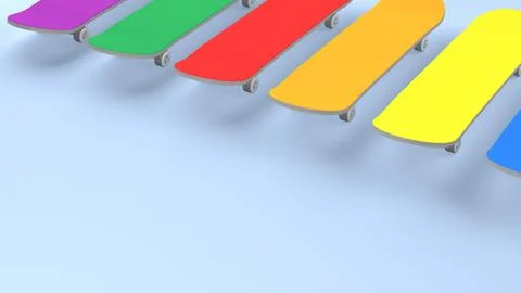 Row of colored skateboards Stock Illustration