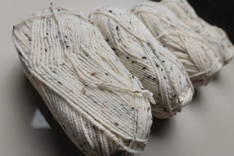 A row of colored yarn for knitting Stock Photos