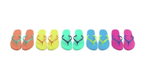 Row with colorful flip-flops Stock Footage 276848772