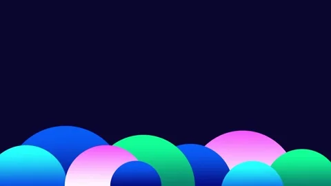 Row of Colorful Gradient Spheres on Dark Background Stock Footage 335576413
