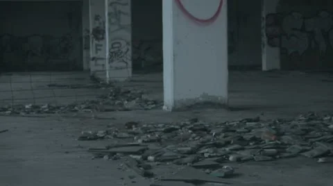 Row of columns in main hall of the crack-house [graded] Stock Footage 10594486