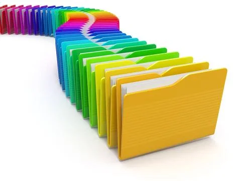 Row of computer folders on white background. 3d Row of computer folders on... Stock Photos