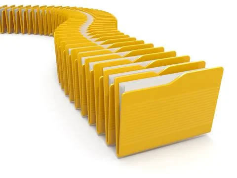 Row of computer yellow folders on white background Stock Illustration