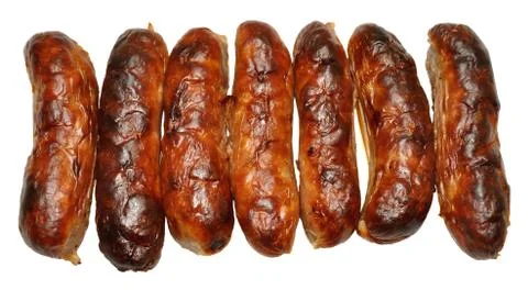 Row Of Cooked Sausages Stock Photos