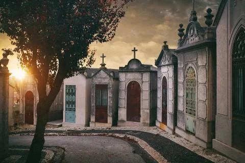 Row of Crypts Stock Photos