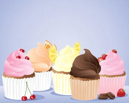 Row of cup cakes Stock Illustration