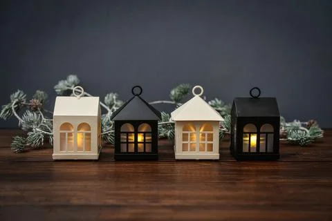 Row of decorative lanterns Stock Photos