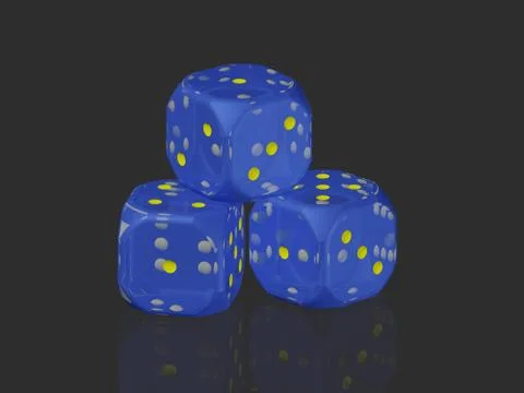 A row of dices on reflective surface Stock Illustration