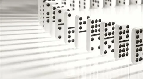 Row of Domino Tiles falling Stock Footage 11332819