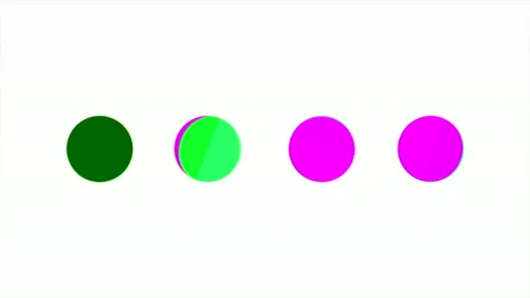 Row of dots changing color. Motion. Four circles with moving color parts. Simple Stock Footage 204944014