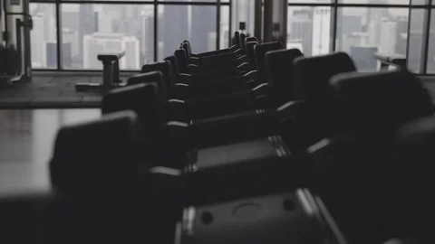 Row of Dumbbells Vídeo Stock 86262911