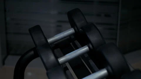 Row of dumbbells in the gym Stock Footage 103402909