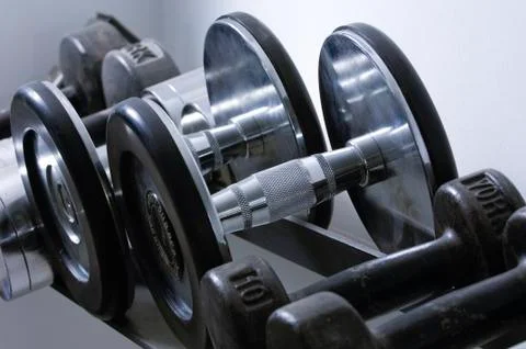 Row of Dumbbells Stock Photos