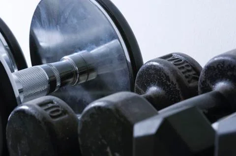 Row of Dumbbells Stock Photos