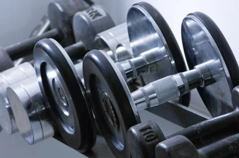Row of Dumbbells Stock Photos
