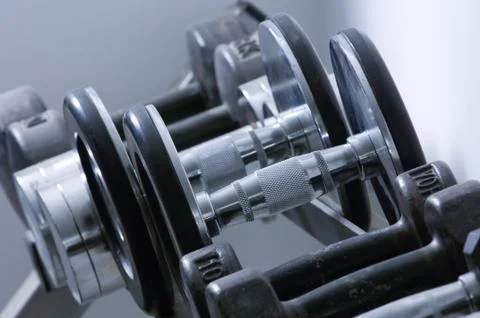 Row of Dumbbells Stock Photos