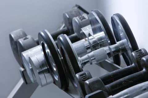 Row of Dumbbells Stock-Fotos