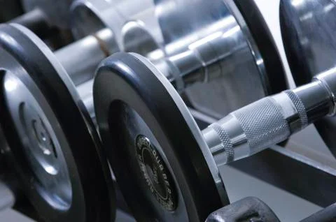 Row of Dumbbells Stock Photos