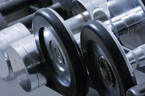 Row of Dumbbells Stock Photos