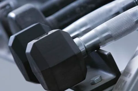 Row of Dumbbells Stock Photos