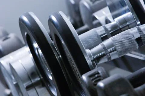 Row of Dumbbells Stock-Fotos