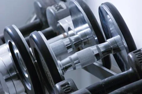 Row of Dumbbells Stock Photos