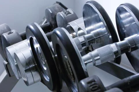 Row of Dumbbells Foto stock
