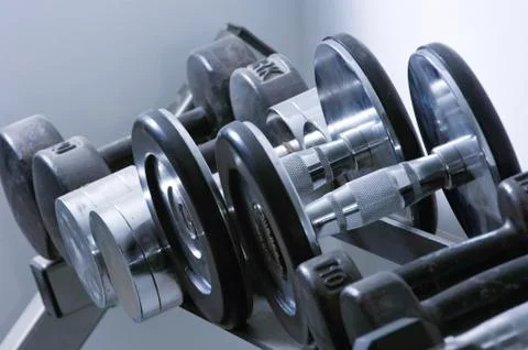 Row of Dumbbells Foto stock