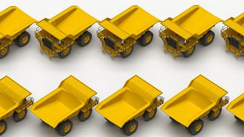 Row of dump trucks Stock Illustration