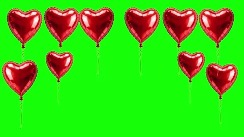 Row Dynamic with Hearts - Chroma Key Green Screen Footage Video stock 341333425