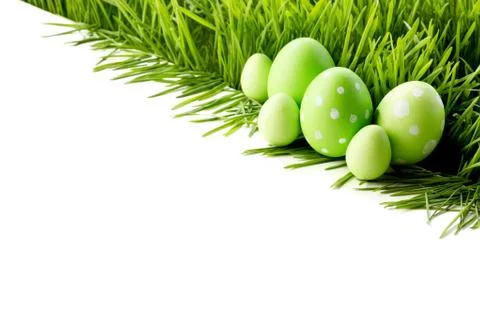 Row of Easter Eggs in grass Stock Photos