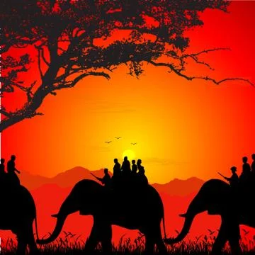 Row of elephant,safari Illustrazione stock