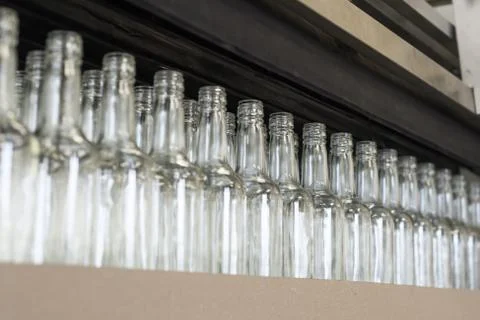 A row of empty bottles. Stock Photos
