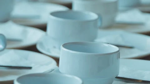 A row of empty cups can be a void waiting to be filled. The cups are still .. Stock Footage 281630244