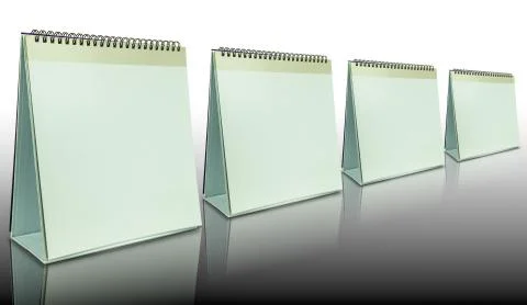 Row of empty desktop calendar isolated on background 스톡 일러스트