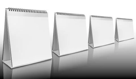 Row of empty desktop calendar isolated on background 스톡 일러스트