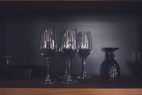 A row of empty glasses Stock Photos