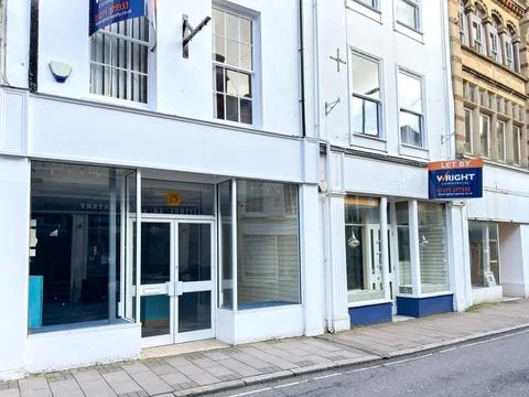 Row of empty shops in Barnstable, Devon  Stock Photos