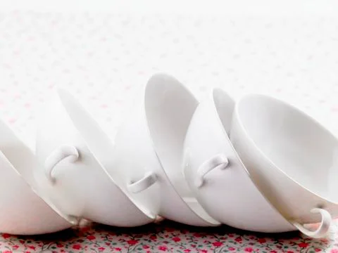 A row of empty soup cups Stock Photos