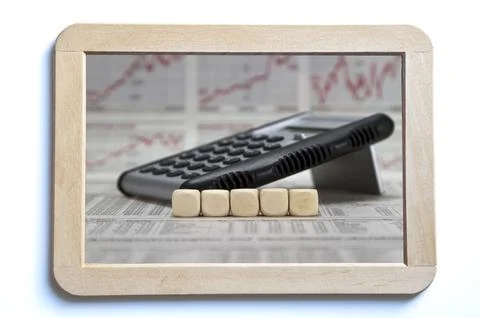 A row of five blank cubes Stock Photos