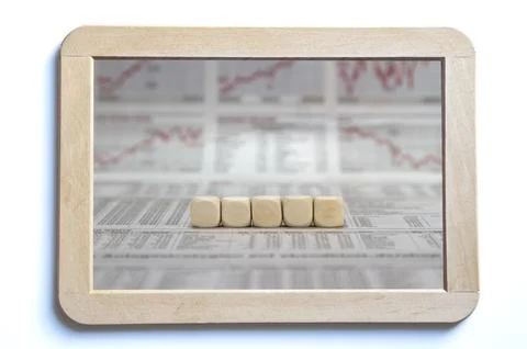 A row of five blank cubes Stock Photos