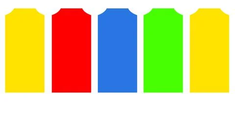 Row of five colorful vertical rounded banners Stock Illustration