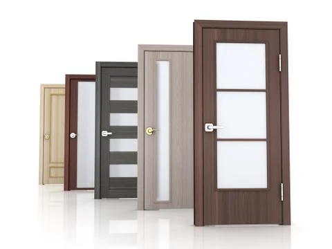 Row five doors on white background Stock Illustration