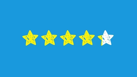 Row of five hand-drawn doodle stars turning yellow to show an increasing rating Stock Footage 345207245