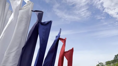 A row of flags with blue, white, and red stripes Vidéo 278504457