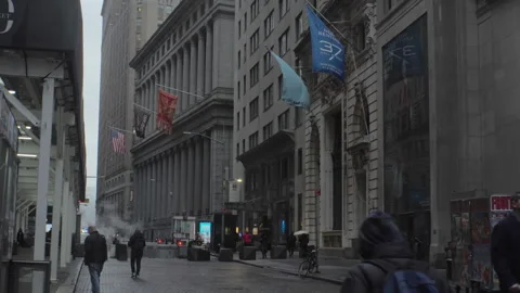 Row of Flags on Broad Street Storefront, April 7th, 2025 Stock Footage 306085131