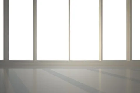 Row of floor-to-ceiling windows is being shown in flat design interior with Illustrazione stock