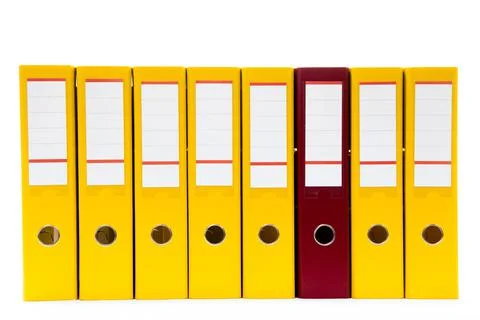 Row of folders for papers and documentation on a shelf in the office 写真素材