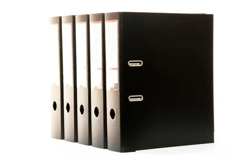 Row of folders for papers and documentation on a shelf in the office 写真素材