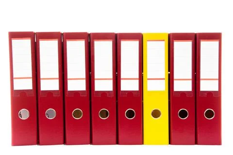 Row of folders for papers and documentation on a shelf in the office 写真素材
